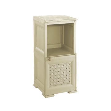 COMÒ COMODINO 2 MODULI ANGORA 40X43X85,5 CM CON ANTA TRAFORATA E VANO A GIORNO – MOBILE CONTENITORE COMPATTO PER CAMERA DA LETTO