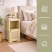 COMÒ COMODINO 2 MODULI ANGORA 40X43X85,5 CM CON ANTA TRAFORATA E VANO A GIORNO – MOBILE CONTENITORE COMPATTO PER CAMERA DA LETTO