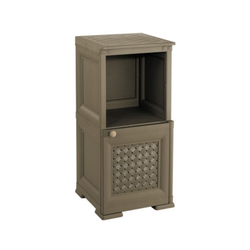 MOBILE COMODINO 2 MODULI WENGÉ 40X43X85,5 CM CON ANTA TRAFORATA E RIPIANO A VISTA – CONTENITORE COMPATTO PER CAMERA DA LETTO