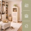 MOBILE MULTIUSO 3 MODULI ANGORA 40X43X125 CM CON ANTA TRAFORATA E VANI A GIORNO – MOBILE CONTENITORE VERTICALE PER ORGANIZZAZIONE CASA