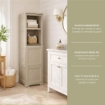 MOBILE BAGNO SALVASPAZIO 4 MODULI TAUPE 40X43X164 CM CON ANTA EFFETTO LEGNO E RIPIANI A VISTA – MOBILE CONTENITORE VERTICALE PER ARREDO BAGNO