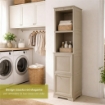 MOBILE BAGNO SALVASPAZIO 4 MODULI TAUPE 40X43X164 CM CON ANTA EFFETTO LEGNO E RIPIANI A VISTA – MOBILE CONTENITORE VERTICALE PER ARREDO BAGNO