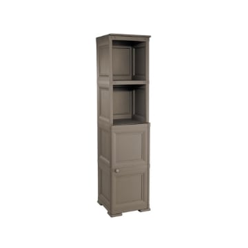 MOBILE 2 MODULI WENGÉ 40X43X164 CM CON ANTE FINITURA LEGNO E 2 MODULI SCAFFALE – CONTENITORE VERTICALE SALVASPAZIO PER ORGANIZZAZIONE CASA