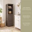 MOBILE 2 MODULI WENGÉ 40X43X164 CM CON ANTE FINITURA LEGNO E 2 MODULI SCAFFALE – CONTENITORE VERTICALE SALVASPAZIO PER ORGANIZZAZIONE CASA
