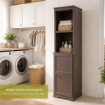 MOBILE 2 MODULI WENGÉ 40X43X164 CM CON ANTE FINITURA LEGNO E 2 MODULI SCAFFALE – CONTENITORE VERTICALE SALVASPAZIO PER ORGANIZZAZIONE CASA