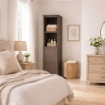 MOBILE 2 MODULI WENGÉ 40X43X164 CM CON ANTE FINITURA LEGNO E 2 MODULI SCAFFALE – CONTENITORE VERTICALE SALVASPAZIO PER ORGANIZZAZIONE CASA