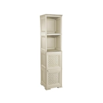 MOBILE BAGNO SALVASPAZIO 4 MODULI ANGORA 40X43X164 CM CON ANTA EFFETTO LEGNO E RIPIANI A VISTA – MOBILE CONTENITORE VERTICALE PER ARREDO BAGNO