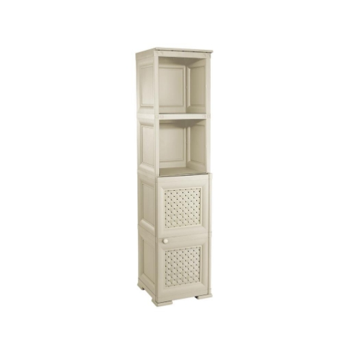 MOBILE BAGNO SALVASPAZIO 4 MODULI ANGORA 40X43X164 CM CON ANTA EFFETTO LEGNO E RIPIANI A VISTA – MOBILE CONTENITORE VERTICALE PER ARREDO BAGNO