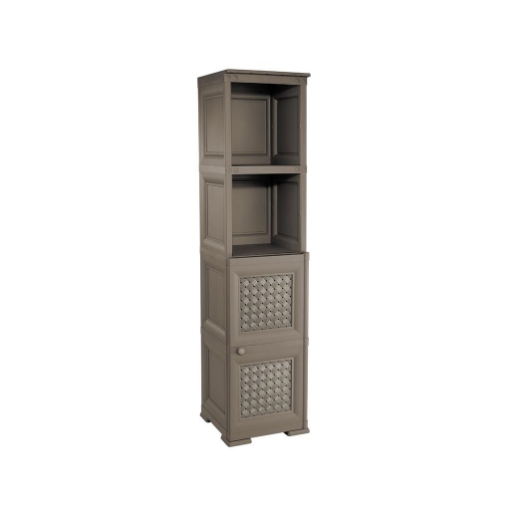 MOBILE BAGNO VERTICALE SALVASPAZIO 4 MODULI WENGÉ 40X43X164 CM CON ANTA EFFETTO LEGNO E RIPIANI A VISTA – CONTENITORE PER ARREDO BAGNO