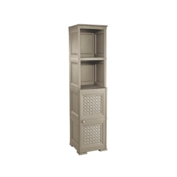 MOBILE 4 MODULI 40X43X164 CM TAUPE CON ANTE TRAFORATE E 2 VANI A GIORNO – LIBRERIA CONTENITORE VERTICALE DESIGN PER ZONA LIVING