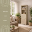 MOBILE 4 MODULI 40X43X164 CM TAUPE CON ANTE TRAFORATE E 2 VANI A GIORNO – LIBRERIA CONTENITORE VERTICALE DESIGN PER ZONA LIVING