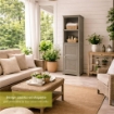 MOBILE 4 MODULI 40X43X164 CM TAUPE CON ANTE TRAFORATE E 2 VANI A GIORNO – LIBRERIA CONTENITORE VERTICALE DESIGN PER ZONA LIVING