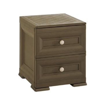 COMODINO 2 CASSETTI WENGÉ 40X43X46 CM – MOBILE COMPATTO SALVASPAZIO PER CAMERA DA LETTO E ZONA LIVING