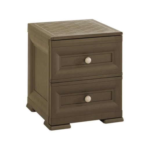 COMODINO 2 CASSETTI WENGÉ 40X43X46 CM – MOBILE COMPATTO SALVASPAZIO PER CAMERA DA LETTO E ZONA LIVING