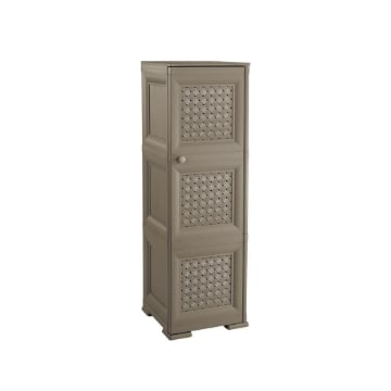 MOBILE CONTENITORE WENGÉ 3 MODULI 40X43X125 CM CON ANTE TRAFORATE – ARMADIETTO VERTICALE IN PLASTICA ELEGANTE PER ORGANIZZARE CASA