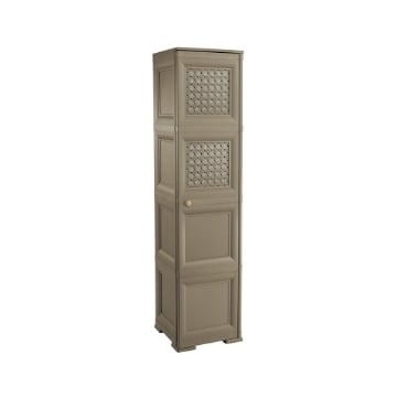 MOBILE ORGANIZZATORE BAGNO 4 MODULI WENGÉ 40X43X164 CM CON 2 ANTE TRAFORATE E 2 ANTE EFFETTO LEGNO – MOBILE CONTENITORE VERTICALE SALVASPAZIO