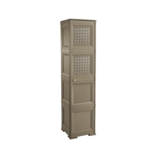 MOBILE ORGANIZZATORE BAGNO 4 MODULI WENGÉ 40X43X164 CM CON 2 ANTE TRAFORATE E 2 ANTE EFFETTO LEGNO – MOBILE CONTENITORE VERTICALE SALVASPAZIO