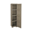 MOBILE ORGANIZZATORE BAGNO 4 MODULI WENGÉ 40X43X164 CM CON 2 ANTE TRAFORATE E 2 ANTE EFFETTO LEGNO – MOBILE CONTENITORE VERTICALE SALVASPAZIO