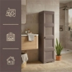 MOBILE ORGANIZZATORE BAGNO 4 MODULI WENGÉ 40X43X164 CM CON 2 ANTE TRAFORATE E 2 ANTE EFFETTO LEGNO – MOBILE CONTENITORE VERTICALE SALVASPAZIO