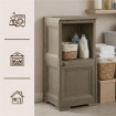 COMÒ COMODINO 2 MODULI TALPA 40X43X85,5 CM CON ANTA EFFETTO LEGNO E VANO A GIORNO – MOBILE CONTENITORE COMPATTO PER CAMERA DA LETTO