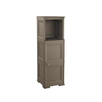 MOBILE 2 MODULI WENGÉ 40X43X125 CM CON ANTE FINITURA LEGNO E 1 MODULO SCAFFALE – SOLUZIONE VERTICALE SALVASPAZIO PER ORGANIZZAZIONE CASA