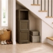 MOBILE 2 MODULI WENGÉ 40X43X125 CM CON ANTE FINITURA LEGNO E 1 MODULO SCAFFALE – SOLUZIONE VERTICALE SALVASPAZIO PER ORGANIZZAZIONE CASA