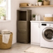 MOBILE 2 MODULI WENGÉ 40X43X125 CM CON ANTE FINITURA LEGNO E 1 MODULO SCAFFALE – SOLUZIONE VERTICALE SALVASPAZIO PER ORGANIZZAZIONE CASA