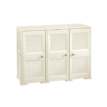 ARMADIO 3 ANTE ANGORA 118X43X85,5 CM CON PUNTALI E ANTE TRAFORATE – MOBILE COMPATTO DECORATIVO PER ZONA GIORNO