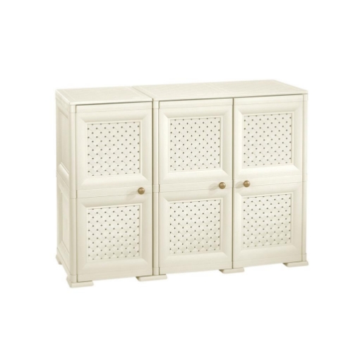 ARMADIO 3 ANTE ANGORA 118X43X85,5 CM CON PUNTALI E ANTE TRAFORATE – MOBILE COMPATTO DECORATIVO PER ZONA GIORNO