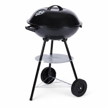 BARBECUE A CARBONE CON RUOTE MANIGLIE E PIANO APPOGGIO COLORE NERO 44X70 CM 