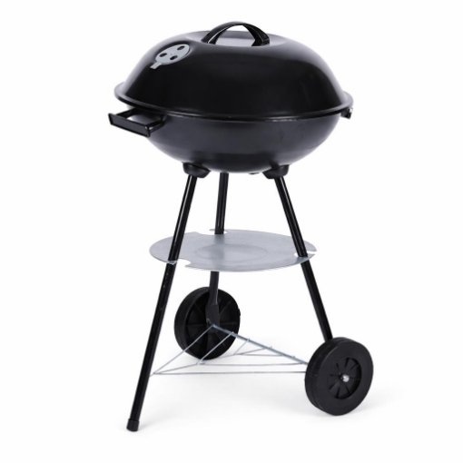 BARBECUE A CARBONE CON RUOTE MANIGLIE E PIANO APPOGGIO COLORE NERO 44X70 CM 