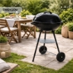 BARBECUE A CARBONE CON RUOTE MANIGLIE E PIANO APPOGGIO COLORE NERO 44X70 CM 