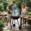 BARBECUE A CARBONE CON RUOTE MANIGLIE E PIANO APPOGGIO COLORE NERO 44X70 CM 