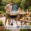 BARBECUE A CARBONE CON RUOTE MANIGLIE E PIANO APPOGGIO COLORE NERO 44X70 CM 