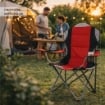 SEDIA DA CAMPING IN TESSUTO ROSSO CON CHIUSURA A FISARMONICA POGGIOLI E PORTA BEVANDE  60X90X105 CM