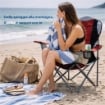 SEDIA DA CAMPING IN TESSUTO ROSSO CON CHIUSURA A FISARMONICA POGGIOLI E PORTA BEVANDE  60X90X105 CM