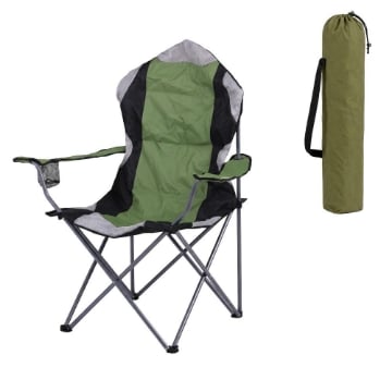 SEDIA DA CAMPING IN TESSUTO VERDE CON CHIUSURA A FISARMONICA POGGIOLI E PORTA BEVANDE 60X90X105 CM
