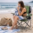 SEDIA DA CAMPING IN TESSUTO VERDE CON CHIUSURA A FISARMONICA POGGIOLI E PORTA BEVANDE 60X90X105 CM