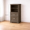 COMODINO 2 CASSETTI WENGÉ 40X43X85,5 CM CON MODULO APERTO E RIPIANO INTERMEDIO – MOBILE VERTICALE SALVASPAZIO PER CAMERA E ZONA LIVING