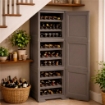 MOBILE PORTABOTTIGLIE 27 BOTTIGLIE WENGÉ 40X43X125 CM – CANTINETTA VERTICALE SALVASPAZIO PER SOGGIORNO E ZONA PRANZO
