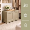 ARMADIO BASSO TAUPE 79X43X46 CM CON ANTA EFFETTO LEGNO – MOBILE COMPATTO PER ZONA LIVING E ORGANIZZAZIONE SPAZI