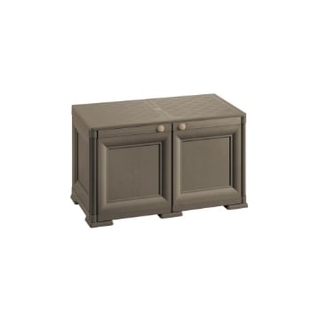 ARMADIO BASSO WENGÉ 79X43X46 CM CON ANTA EFFETTO LEGNO – MOBILE CONTENITORE COMPATTO PER ZONA LIVING