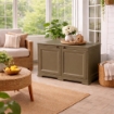 ARMADIO BASSO WENGÉ 79X43X46 CM CON ANTA EFFETTO LEGNO – MOBILE CONTENITORE COMPATTO PER ZONA LIVING