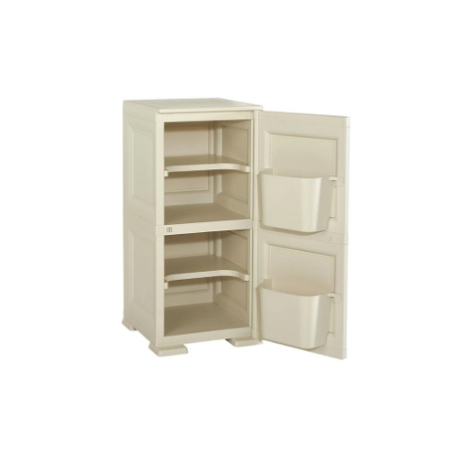 MOBILE MULTIUSO 1 ANTA ANGORA 40X43X85,5 CM CON 2 MODULI E TASCHE LATERALI – CONTENITORE VERTICALE SALVASPAZIO PER INGRESSO E ZONA LIVING