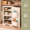 MOBILE MULTIUSO 1 ANTA ANGORA 40X43X85,5 CM CON 2 MODULI E TASCHE LATERALI – CONTENITORE VERTICALE SALVASPAZIO PER INGRESSO E ZONA LIVING