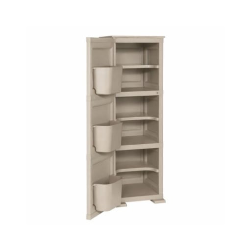 ARMADIO A COLONNA 40X43X125H CM MULTIUSO CON 3 MODULI, 3 TASCHE LATERALI E 1 ANTA LISCIA TAUPE 