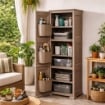 ARMADIO A COLONNA 40X43X125H CM MULTIUSO CON 3 MODULI, 3 TASCHE LATERALI E 1 ANTA LISCIA TAUPE 
