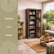 ARMADIO A COLONNA MULTIUSO WENGÉ 40X43X125 CM CON 3 MODULI, 3 TASCHE LATERALI E ANTA LISCIA – MOBILE VERTICALE SALVASPAZIO PER ORGANIZZAZIONE CASA