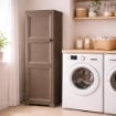 MOBILE 3 MODULI WENGÉ 40X43X125 CM CON ANTE FINITURA LEGNO – MOBILE PORTAOGGETTI VERTICALE SALVASPAZIO PER ZONA LIVING