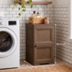 MOBILE MULTIUSO 1 ANTA WENGÉ 40X43X85,5 CM CON 2 MODULI E TASCHE LATERALI – CONTENITORE VERTICALE ORGANIZZAZIONE CASA PER INGRESSO E ZONA GIORNO